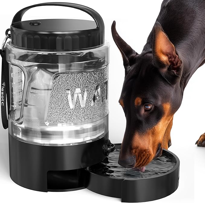 lesotc 95OZ Large Dog Water Bottle,Portable Travel Water Bowl for Dogs Camping Hiking Traveling Beach Park Accessories,Dog Water Bowl Dispenser with Pull-Out Drinking Bowls,Leak Proof Pet Water Bottle