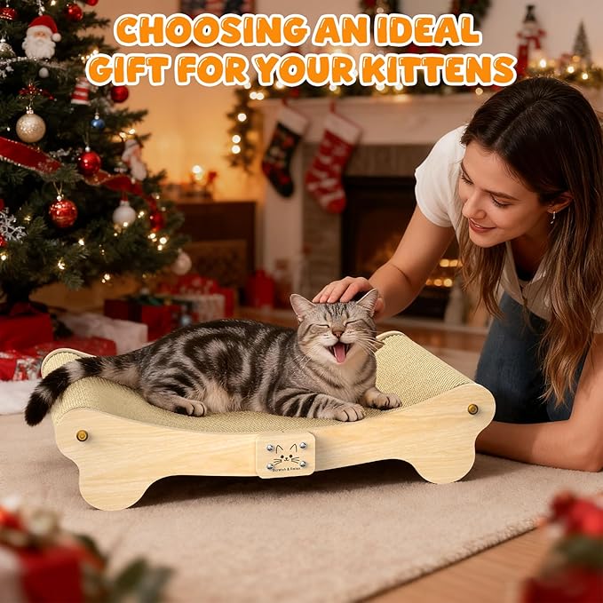 Cat Scratcher Bed Hammock Indoor: 2-in-1 Cat Scraching Board with Natural Sisal Wood, Scratch Pad Cats Lounger for Scratching & Sleeping - Furniture Protector for Bedroom and Living Room (24x16x5.5in)