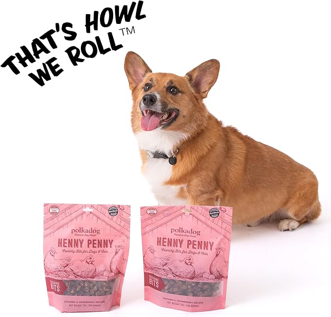 Polkadog Henny Penny Crunchy Training Bits – Chicken & Cranberry All Natural, Limited Ingredient Healthy Training Treats for Dogs. Handcrafted & Made in USA. Antioxidant-Rich, for All Breeds – 7oz