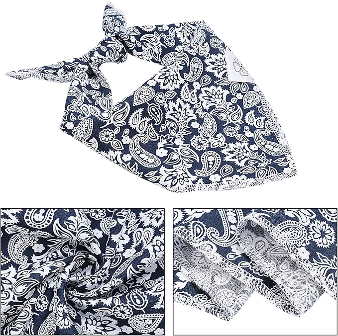 E-Clover Dog Bandanas Boy & Matching Scrunchie Set Dog Bandana Scarf Bibs with Bow Scrunchies for Medium Large Dogs Pet Owner Mom Boho