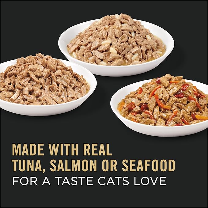 Purina Pro Plan High Protein Wet Cat Food Variety Pack, Complete Essentials Seafood Favorites - (2 Packs of 12) 3 oz. Cans