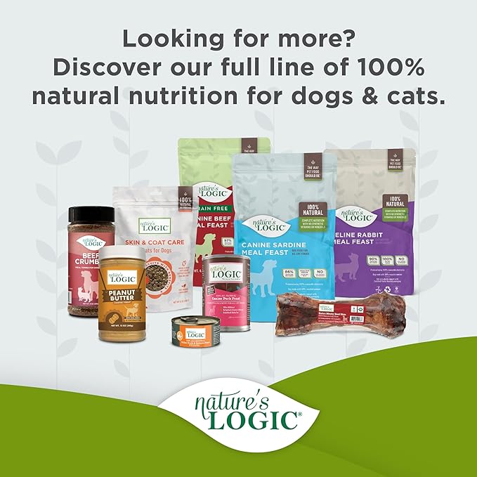 NATURE'S LOGIC Dry Dog Food - 100% Natural - No Synthetics - for All Ages, Sizes, Breeds - Free from Common Allergens, High Protein - Rabbit Meal Feast, 25lbs