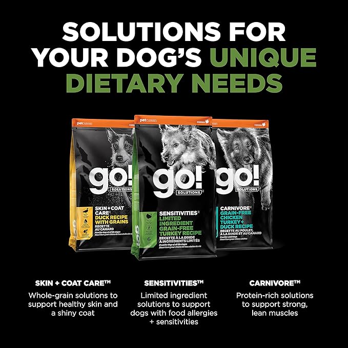 Go! Solutions Sensitivities Limited Ingredients, Grain-Free Dry Dog Food, Turkey Recipe for Sensitive Stomach, 12 lb Bag