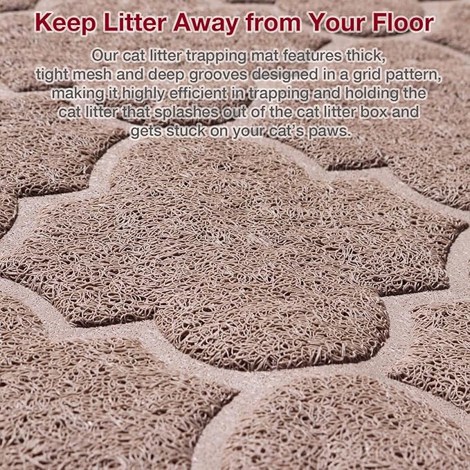 Cat Litter Mat Litter Trapping Mat, Non-Slip, Less Waste Cat Litter Box Mat,Door mats, Entrance mats，Waterproof, Anti Slip, and pet Urine Resistant，47" x 36" Champagne Color