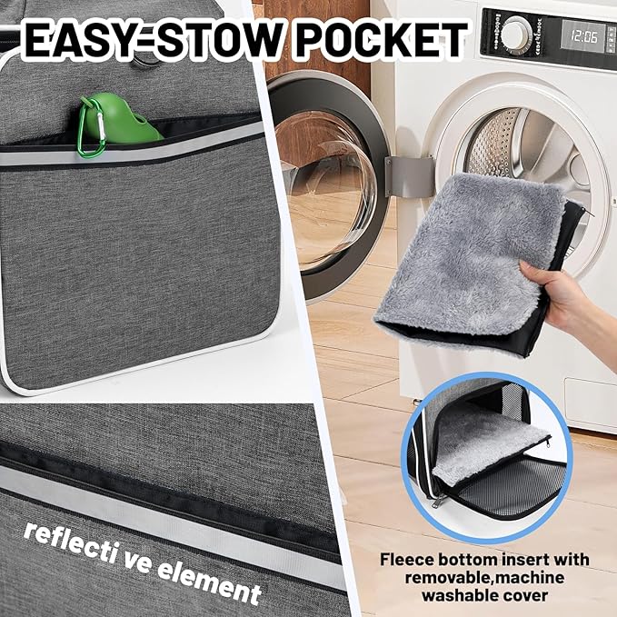 Cat Carrier Top-Expandable 18x11x11, United Delta American Airline Approved Dog Carrier, Soft-Sided Pet Carry Bag Under-Seat in Cabin, Puppy Airplane Travel Crate TSA Plane Kitten Cage Grey