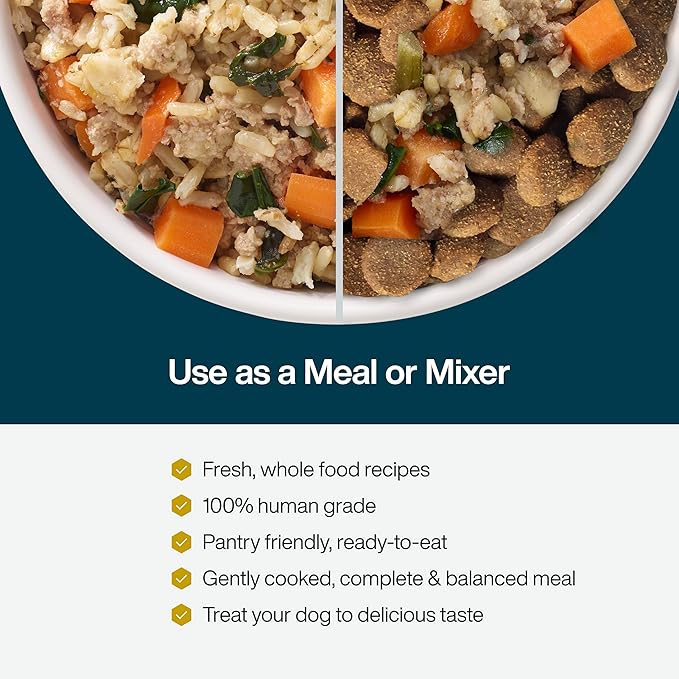 JustFoodForDogs JustFresh Wet Dog Food, Fresh Pet Meals and Toppers with No Preservatives, Resealable Package, Human Grade, Home-Cooked Beef and Chicken Variety, 12 oz - 7 Pack