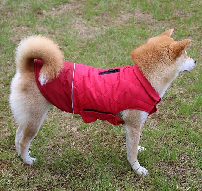Reversible Dog Coats for Large Dogs Waterproof Warm Dog Jacket for Cold Winter,Red XL