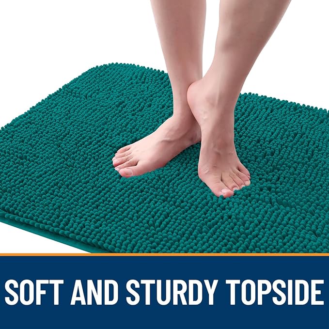 OLANLY Dog Door Mat for Muddy Paws 30x20, Absorbs Moisture and Dirt, Absorbent Non-Slip Washable Doormat, Quick Dry Chenille Mud Mat for Dogs, Entry Indoor Entryway Carpet for Inside Floor, Lake Blue