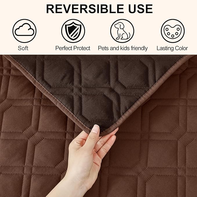 Smiry Waterproof Dog Blanket, 82x102 Inch Soft Pet Bed Cover Reversible, Washable Sofa Couch Furniture Protector for Small Medium Large Dog Puppy Cat, Brown/Chocolate