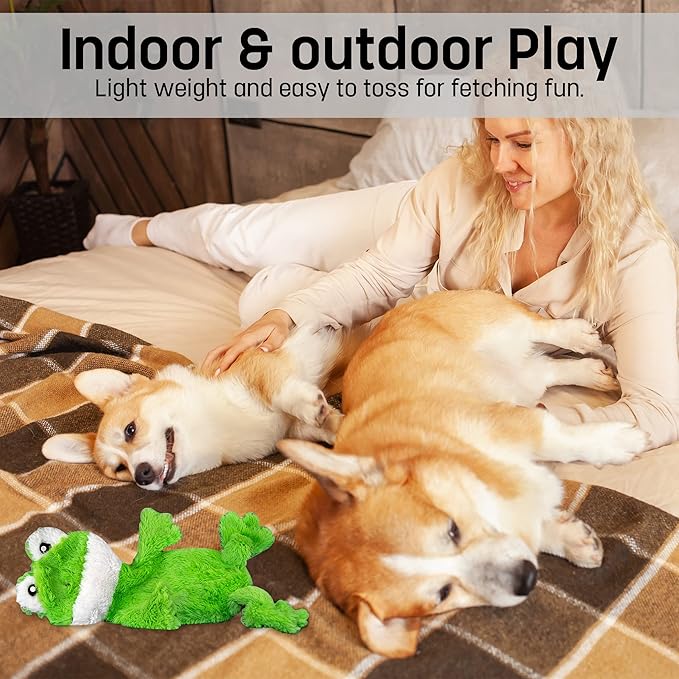 FGA MARKETPLACE Frog Flat NO Stuffing NO Squeak Plush Dog Toy, Funny Style Will Entertain Your Pet for Hours, Recommended for Small and Medium Dog 21 INCH Long