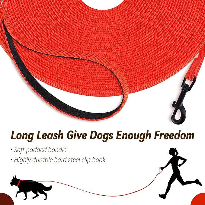 lynxking Dog Training Leash Long Obedience Recall Agility Leash 15ft 30ft 50ft Tracking Lead Perfect for Training Play Camping and Backyard
