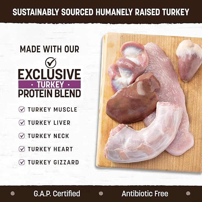 Earth Animal Wisdom Air Dried Dog Food | Turkey Recipe Premium Natural Dog Food | All Breeds & Ages | Made in The USA | 8 Pound Bag