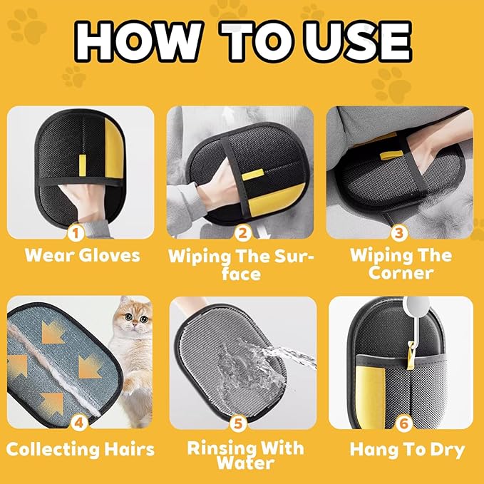 Pet Hair Removal Glove for Cats & Dogs, Upgraded Electrostatic Pet Hair Gloves, Reusable Magic Brush Pet Hair Remover Tool for Laundry, Couch, Carpet, Car Seat