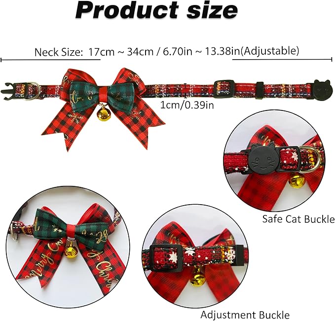 Pet Christmas Cat Bow tie Scarf Collar | Christmas Cat Dog Pet Dress-Up Accessories and Pet Parties Dress(S2)