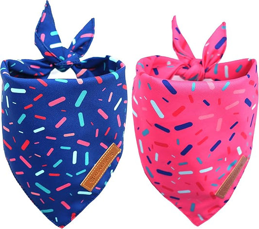 Realeaf Dog Birthday Bandanas 2 Pack, Dog Birthday Party Supplies, Blue and Pink Bandana, Triangle Reversible Pet Scarf for Boy and Girl, Premium Durable Fabric, Multiple Sizes Offered (X-Large)