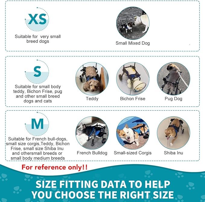 Dog Wheelchair for Back Legs with Pet Traction Rope, Medium Wheelchair for Dogs with Disabled Hind Legs Walking Adjustable Dog Carts with Heavy Duty Wheels