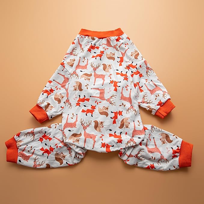 LovinPet Big Dog Clothes for Large Dogs Girls, Onesies for Dogs,Lightweight Stretchy Fabric,Critters Cream Print Dog Jumpsuit,Uv Protection Shirt, Pajamas for Pitbulls, Pitbull Shirt,2XL