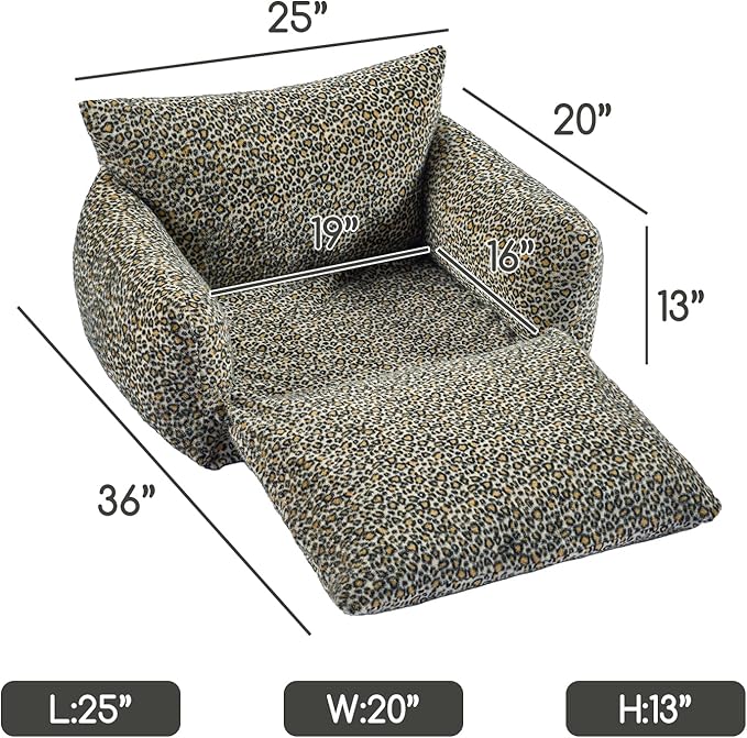 Hollypet Cat Bed Fluffy Plush Mutifuctional Double-Layer Soft Pet Couch Orthopedic Sofa Nest Beds for Small Cats and Dogs, Black Leopard (25x20x13 inch)