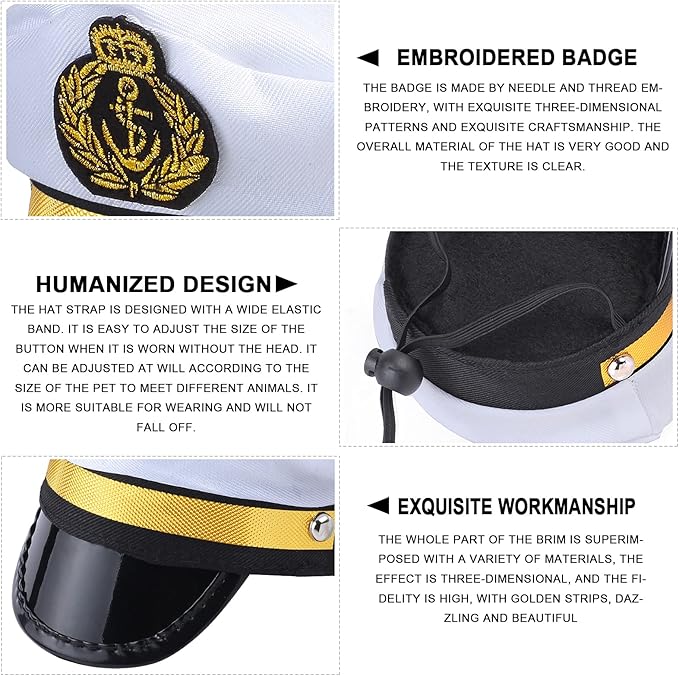 Yewong Pet Captain Costume Set Dog Cat Sea Sailor Hat with Pet Necktie/Bowtie for Cat Puppy Navy Halloween Cosplay Party Supplies Photo Props (Necktie Set-5)