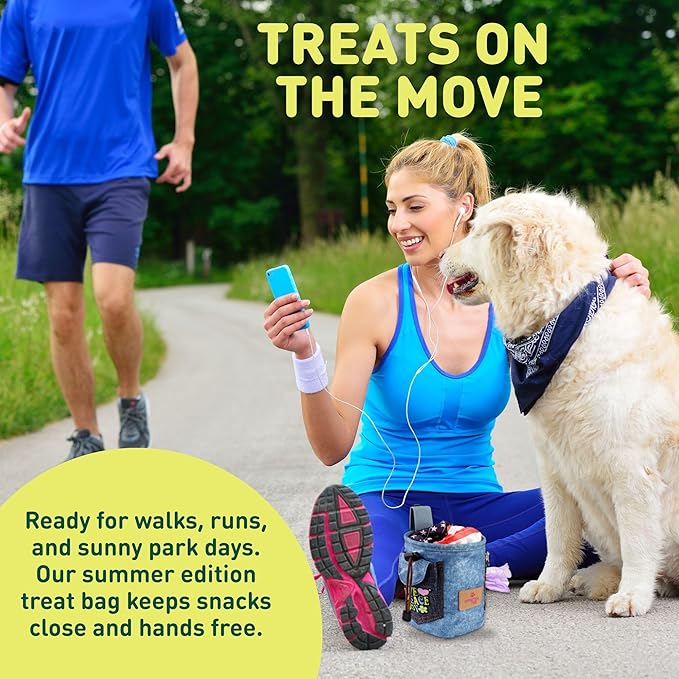 INSPECTOR TAIL Dog Treat Pouch w Cord Closure to Prevent Spills | 2 Cup Size | Hands Free - 4 Ways to Wear Tote | Pockets for Snacks Toys Poop Bags Keys Cards | Pet Training Walking & Rewarding Holder