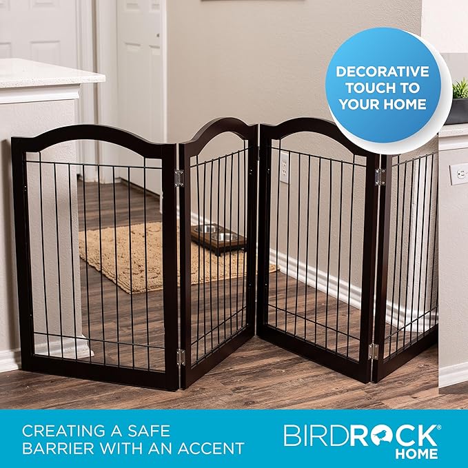 Internet's Best Wire Dog Gate with Arched Top - 4 Panel - 30" Tall - Espresso