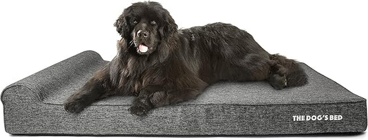 The Dog’s Bed Orthopedic Headrest Dog Bed XXXL Grey Linen, Memory Foam, Pain Relief for Arthritis, Hip & Elbow Dysplasia, Post Surgery, Lameness, Waterproof Washable Cover