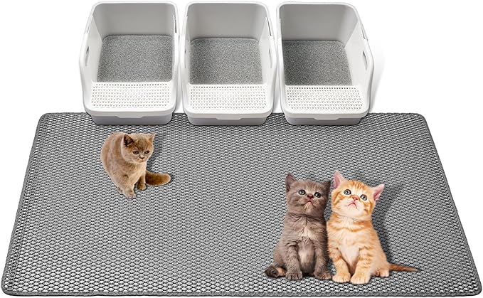Cat Litter Mats-Supper Large XXL 47''X 36'',2 Layer Litter Box Mat for indoor cats,Rug for Pet kitty,Litter Trapping Mats,Waterproof Urine Proof,Non-Slip