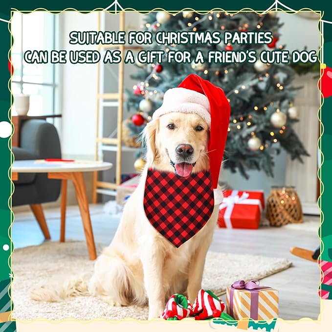 Newwiee 100 Pcs Christmas Dog Bandanas Bulk for X-Large Dogs Holiday Xmas Triangle Bibs Scarf Adjustable Soft Breathable Pet Christmas Scarf Accessories for Large Puppy Cat