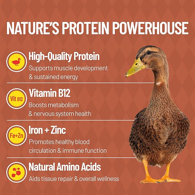 Just Try 6.35 oz Freeze Dried Duck Cubes Dog Treats & Cat Treats, Single Ingredient, Natural Training Treats, Grain Free, High Protein, Low Fat, Supports Skin & Joint Health, Rich in Vitamin B