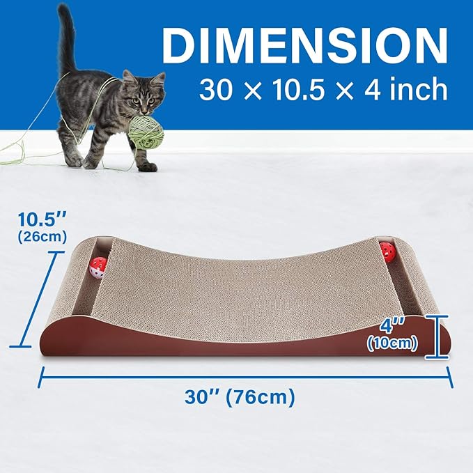 Cat Scratcher Cardboard Lounge Bed with Bell Ball Toy