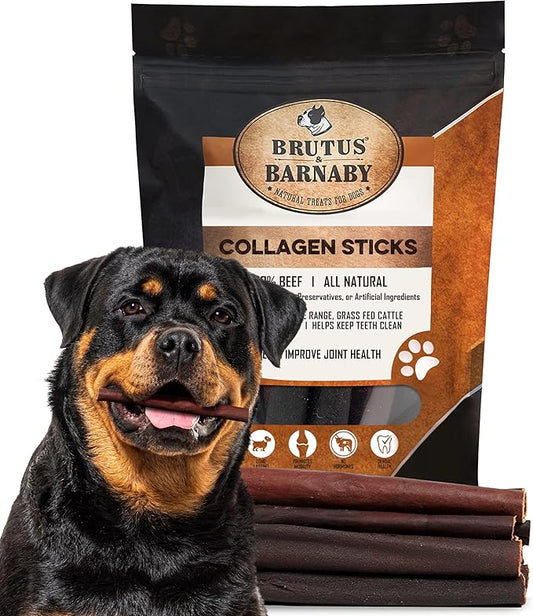 Beef Collagen Sticks For Dogs - Great Long Lasting Beef Collagen Dog Chews - Odor-Free, Natural Treat That Supports Joint Health With Natural Glucosamine & Chondroitin, For All Dog Breeds