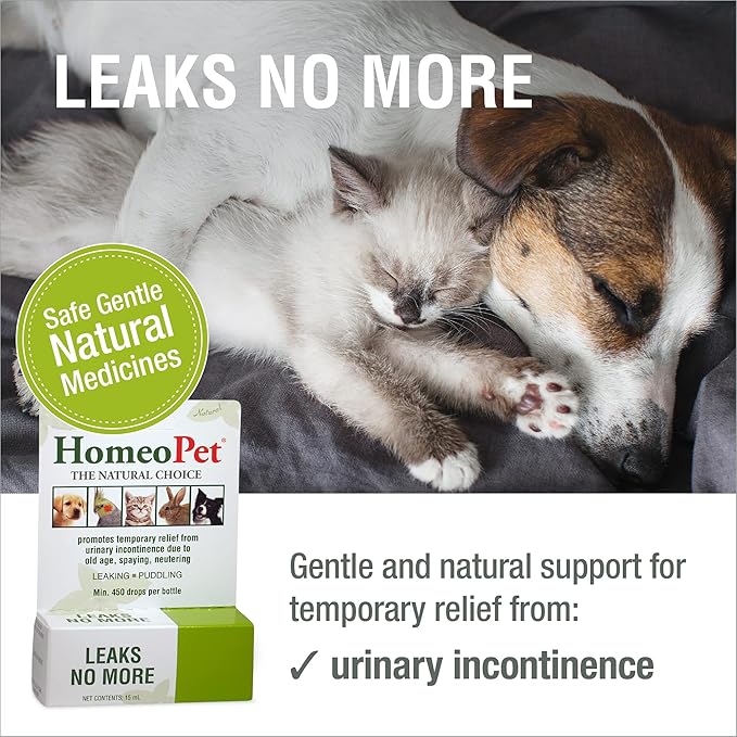 HomeoPet Leaks No More, Safe, Gentle, and Natural Cat and Dog Urinary Incontinence Relief, 15 Milliliters