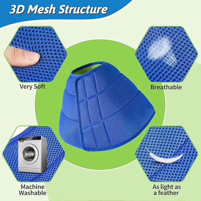 Dog Cone Collar,Adjustable Breathable Soft Dog Cone After Surgery for Large Medium Small Dogs,Protect Pets from Licking Wounds,Soft and Comfortable, Reduce Anxiety,Promotes Wound Healing(S)