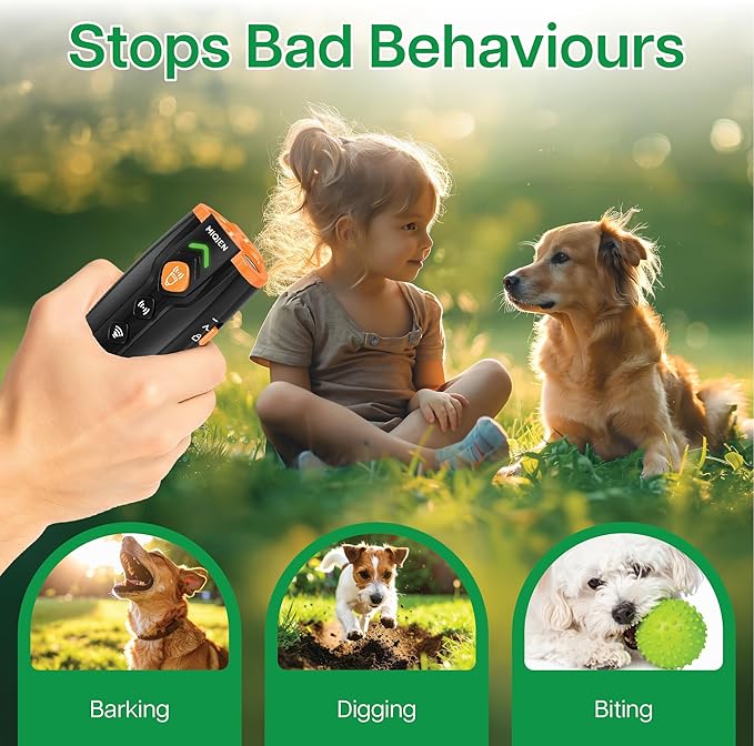 Dog Bark Deterrent Devices, Ultrasonic Anti Barking Device for Dogs, Stopping Own or Neighbor's Dog Barking, Rechargeable & Portable Dog Training Device, Safe & Effective for Indoor & Outdoor Use