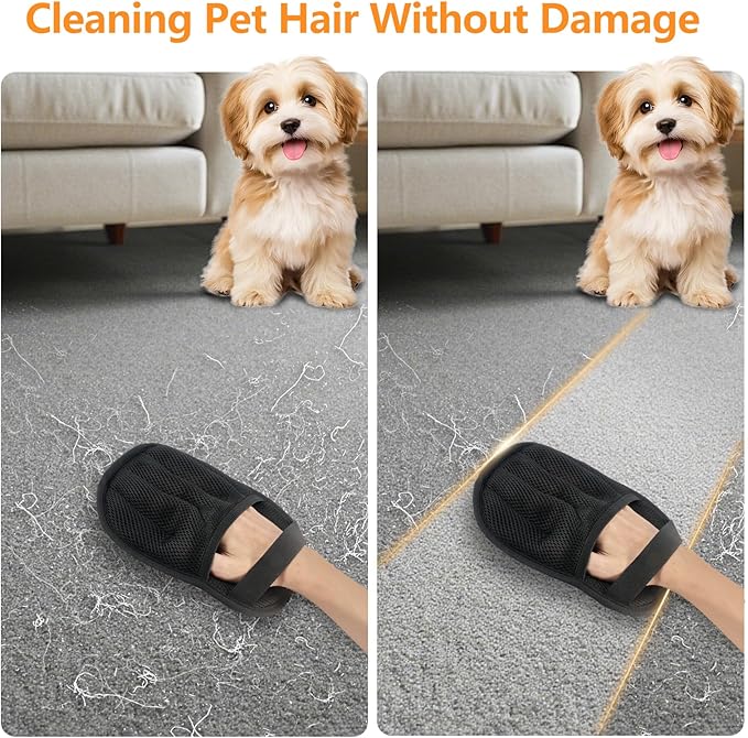 2Pcs Upgraded Electrostatic Hair Remover for Dogs and Cats, Five-Finger Reusable and Washable Pet Hair Removal Tool, Pet Hair Gloves for Laundry, Couch, Carpet, Car Seat and Bed