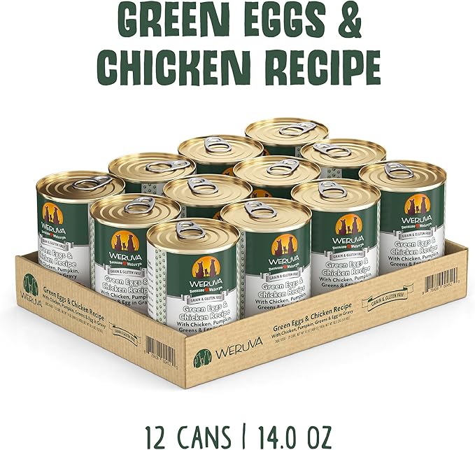 Weruva Classic Dog Food, Green Eggs & Chicken with Chicken Breast & Pumpkin in Gravy, 14oz Can (Pack of 12)