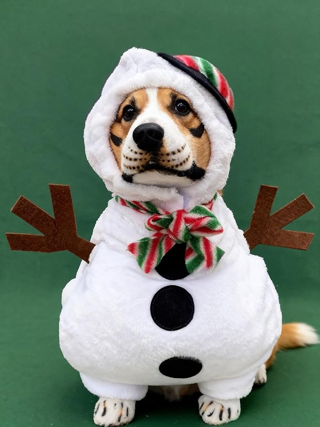 Pet Costume for Small Dogs Cats,Halloween Hoodies Winter Puppy Coat Outfits Funny Pajamas Clothes for Christmas Party,Snowman XL