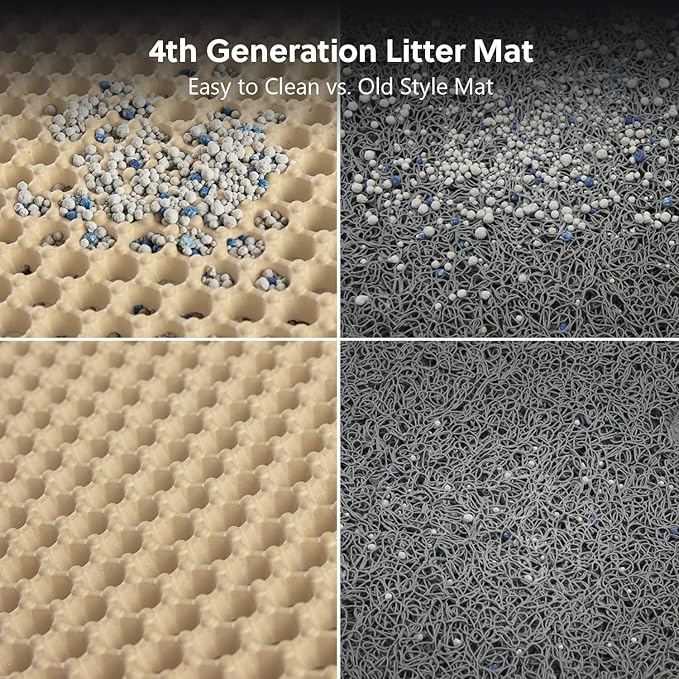 WePet Cat Litter Mat, Kitty Litter Trapping Mat, Honeycomb Double Layer Mats, No Phthalate, Urine Waterproof, Easy Clean, Scatter Control, Catcher Litter Tray Box Rug Carpet