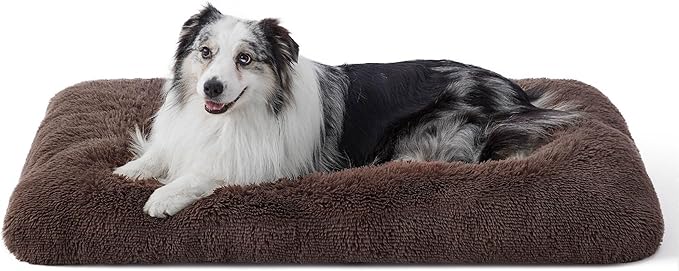 Bedsure Washable Extra Large Dog Bed for Crate, Faux Fur Dog Crate Pad for Large Breed, Plush Soft Comfort Dogs Sleeping Mat, Anti-Slip Pet Kennel Pad, 41" x 29", Dark Brown