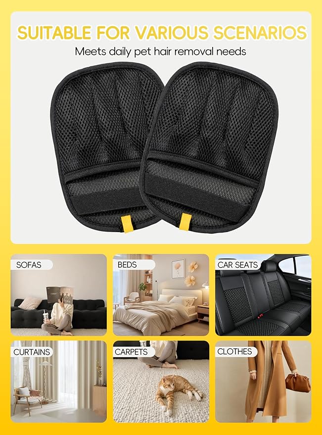 Pet Hair Removal Glove, Efficient Reusable Electrostatic Hair Remover Tool, Washable Pets Grooming Gloves for Cats Dogs Sofa Coach Furniture Gloves and Mitten 1 Pc