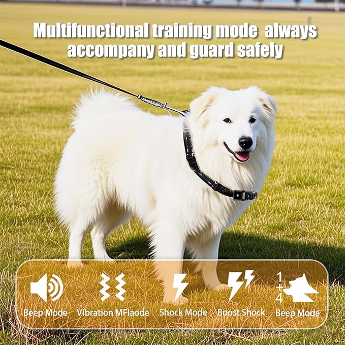 Dog Shock Collar, Pet Training Collar for Dogs with 4200ft Range, IPX7 Waterproof, Dog Bark Collar with 4 Modes & Safety Lock, Rechargeable E-Collar for All Breeds - Correct Bad Habits