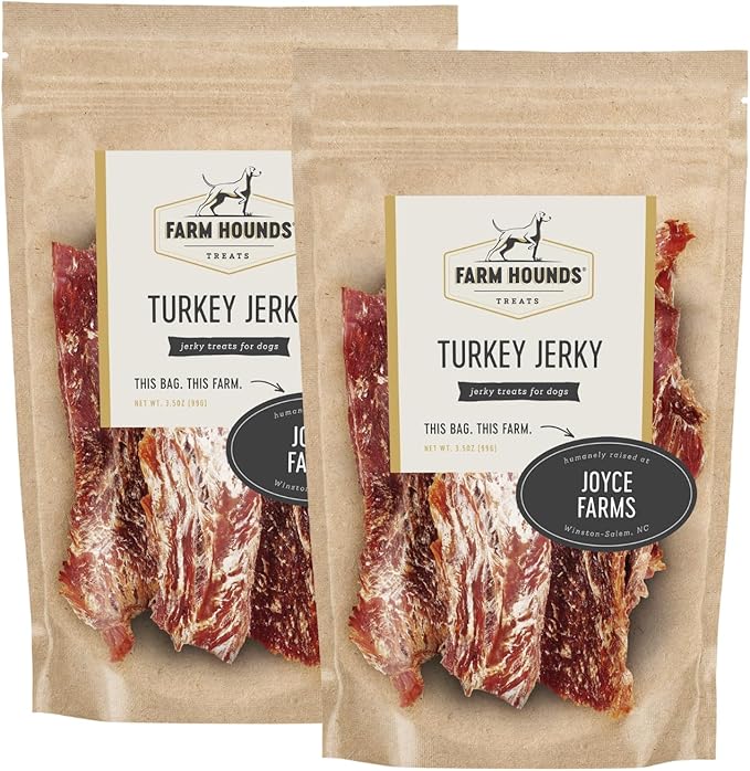 Farm Hounds - Premium Natural Turkey Jerky for Dogs - 100% Humanely Raised Turkey - Break-to-Size - Great for Training & Treats - No Added Fillers - Made in USA - 3.5 oz - 2 Pack