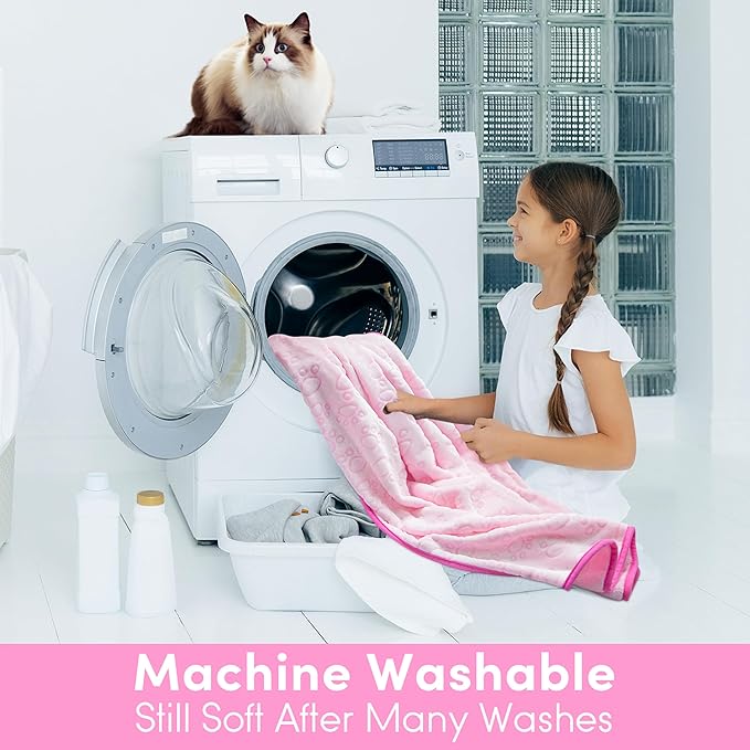 Stuffed Premium Soft Dog Blanket, with Flannel Grey Cute Paw Print, Cat Blanket Puppy Supplies Dog Products Stuff Essentials(Pink 32x40 inches)