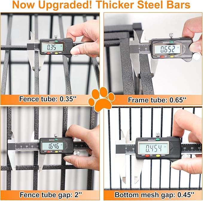 Homey Pet 43 Inch 2 Tiers Dog Crate Cage Kennel with Divider, Stackable Heavy Duty Dog Crate for Large Dogs, Escape Proof Indestructible Dog Kennel Indoor with Removable Tray, Lockable Wheels(2 Packs)