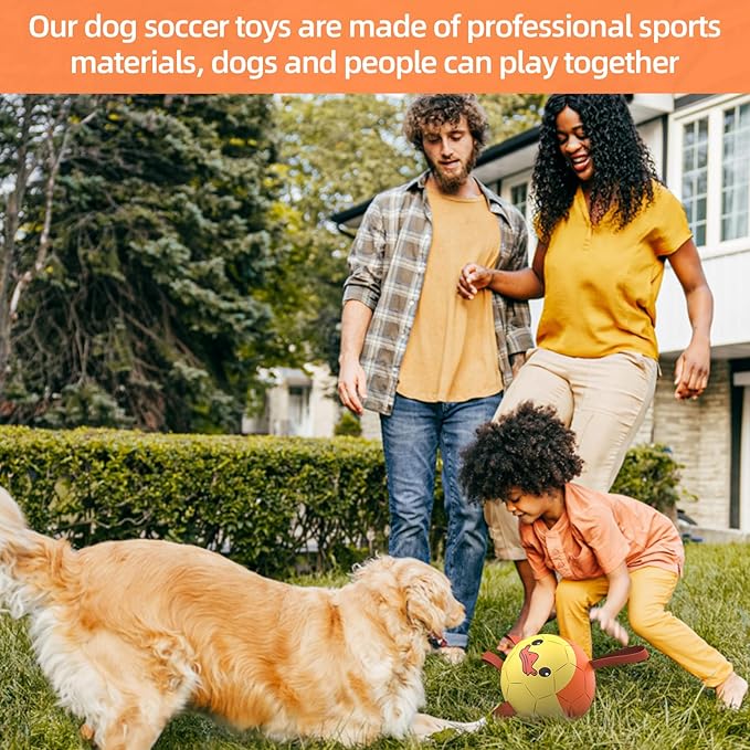 QDAN Dog Toys Soccer Ball with Straps, Interactive Dogs Toys for Tug of War, Puppy Birthday Gifts, Dogs Tug Toy, Dog Water Toy, Durable Dog Balls for Medium & Large Dog - Duck（8 Inch）