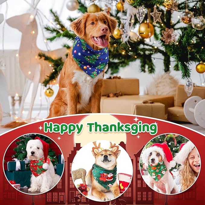 Abbylike 50 Pcs Christmas Dog Bandanas Bulk Xmas Bandanas for Dogs Triangle Kerchief Bibs Scarf Set for Pet Xmas Costume Photo Props Accessories Pet Shops Grooming, 25 Styles (31.5 x 21.7 x 21.7)