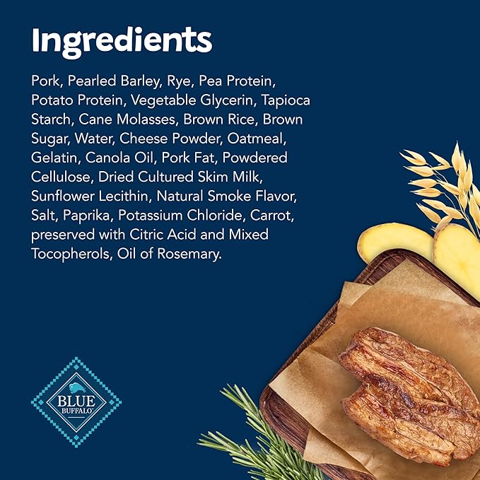 Blue Buffalo Sizzlers Natural Soft Dog Treats, Bacon-Style Soft-Moist Dog Treats with Real USA Pork, Original Flavor, 6-oz Bag