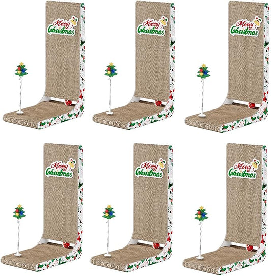 Cardboard Cat Scratcher, 23.6 Inch L Shaped Vertical Cat Scratching Board, Wall-Mount Cat Scratchers for Indoor Cats (Colorful, 6pcs)