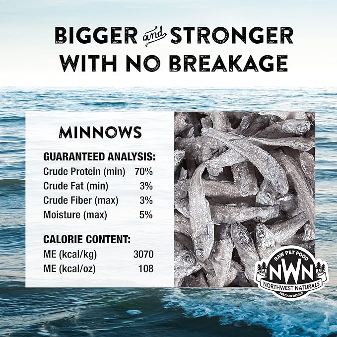 Northwest Naturals Raw Rewards Freeze-Dried Minnow Treats for Dogs and Cats - Bite Sized Pieces - Grain Free - 1 Ingredient - Healthy - Human Grade - All Natural - USA Made - 1 Oz