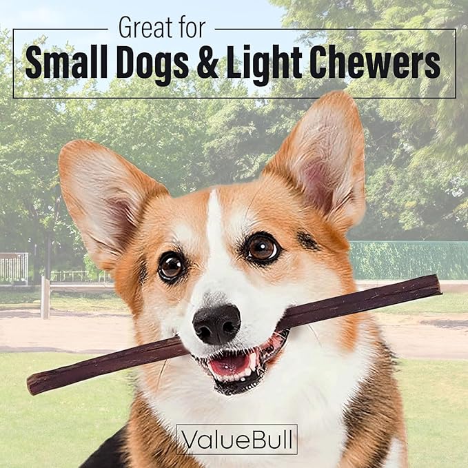 ValueBull Bully Sticks for Small Dogs, Thin 12 Inch, 200 Count Bulk Pack - All Natural, Grass Fed, Single Ingredient, Long Lasting Dog Treats
